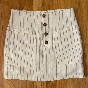 Striped Button-Front Skirt